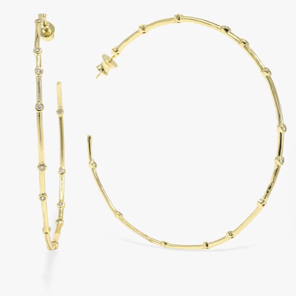 Melinda Maria Big Ass Hoops 3” Gold with Diamondettes